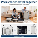 Coolife Luggage Set 3 Piece Hardside PC+ABS Suitcase with TSA Lock, Expandable Large Checked Luggage, Lightweight Rolling Carry On with Spinner Wheels(20/24/28 Inch, White)