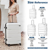 Coolife Luggage Set 3 Piece Hardside PC+ABS Suitcase with TSA Lock, Expandable Large Checked Luggage, Lightweight Rolling Carry On with Spinner Wheels(20/24/28 Inch, White)