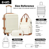 Coolife Luggage Set 3 Piece Luggage Set Carry On Suitcase Hardside Luggage with TSA Lock Spinner Wheels(White, 3 piece set (BP/TB/20))