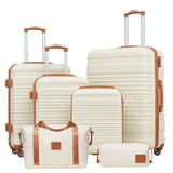 Coolife Luggage Set 3 Piece Luggage Set Carry On Suitcase Hardside Luggage with TSA Lock Spinner Wheels(White, 6 piece set)