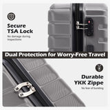 Coolife Luggage Sets, 3 Piece Hard Shell Suitcase Set with Spinner Wheels, Expandable Large Checked Luggage, Lightweight Rolling Carry On with TSA Lock Gray