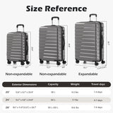 Coolife Luggage Sets, 3 Piece Hard Shell Suitcase Set with Spinner Wheels, Expandable Large Checked Luggage, Lightweight Rolling Carry On with TSA Lock Gray