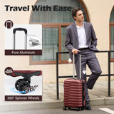 Coolife Luggage Sets, 3 Piece Hard Shell Suitcase Set with Spinner Wheels, Expandable Large Checked Luggage, Lightweight Rolling Carry On with TSA Lock Wine Red