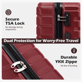 Coolife Luggage Sets, 3 Piece Hard Shell Suitcase Set with Spinner Wheels, Expandable Large Checked Luggage, Lightweight Rolling Carry On with TSA Lock Wine Red
