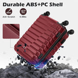 Coolife Luggage Sets, 3 Piece Hard Shell Suitcase Set with Spinner Wheels, Expandable Large Checked Luggage, Lightweight Rolling Carry On with TSA Lock Wine Red
