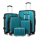 Coolife Luggage Sets, 5 Piece Durable Suitcase, Lightweight Carry on Luggage with PC+ABS Hardshell, Dual Spinner Wheels, TSA Lock and YKK Zipper (green new, 5 piece set)