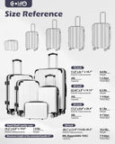 Coolife Luggage Sets, 5 Piece Durable Suitcase, Lightweight Carry on Luggage with PC+ABS Hardshell, Dual Spinner Wheels, TSA Lock and YKK Zipper (white grid new, 5 piece set)