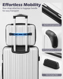 Coolife Luggage Sets, 5 Piece Durable Suitcase, Lightweight Carry on Luggage with PC+ABS Hardshell, Dual Spinner Wheels, TSA Lock and YKK Zipper (white grid new, 5 piece set)