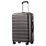 Coolife Luggage Suitcase Carry-on Spinner TSA Lock USB Port Expandable (only 28’’) Lightweight Hardside Luggage (Gray, M(24in))