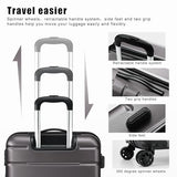 Coolife Luggage Suitcase Carry-on Spinner TSA Lock USB Port Expandable (only 28’’) Lightweight Hardside Luggage (Gray, M(24in))