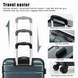 Coolife Luggage Suitcase Carry - on Spinner TSA Lock USB Port Expandable (only 28’’) Lightweight Hardside Luggage (Teal Blue, L(28in))