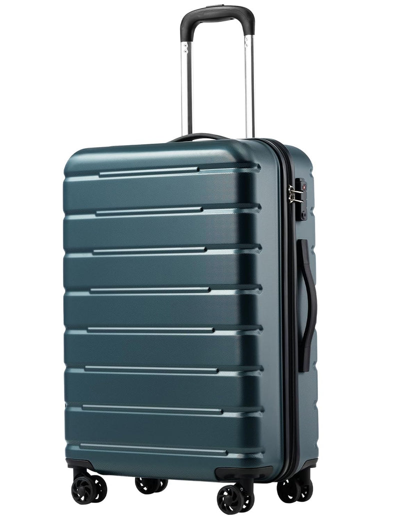 Coolife Luggage Suitcase Carry - on Spinner TSA Lock USB Port Expandable (only 28’’) Lightweight Hardside Luggage (Teal Blue, L(28in))