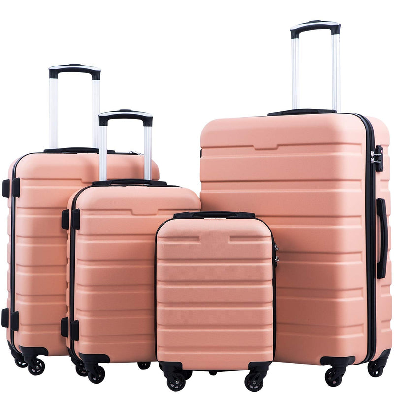 Coolife Luggage Suitcase Spinner Hardshell Lightweight TSA Lock (family set - sakura pink, 4 piece set(16in20in24in28in))