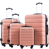 Coolife Luggage Suitcase Spinner Hardshell Lightweight TSA Lock (family set - sakura pink, 4 piece set(16in20in24in28in))