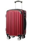 Coolife Luggage, Suitcase with Durable and Lightweight, Large Checked Luggage with PC+ABS Hardshell Expandable, Dual Spinner Wheels, TSA Lock, and YKK Zipper (wine wind new, L(28in))
