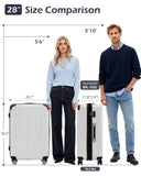 Coolife Luggage, Suitcase with Durable and Lightweight, Large Checked Luggage with PC+ABS Hardshell Expandable, Dual Spinner Wheels, TSA Lock, and YKK Zipper (wine wind new, L(28in))
