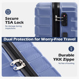 Coolife Medium Checked Luggage with Spinner Wheels Hardside Suitcase TSA Lock Telescopic Handle(Blue)