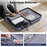 Coolife Medium Checked Luggage with Spinner Wheels Hardside Suitcase TSA Lock Telescopic Handle(Blue)