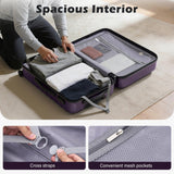 Coolife Medium Luggage Hardside Carry On with Spinner Wheels TSA Lock Telescopic Handle 24inch - Purple