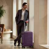 Coolife Medium Luggage Hardside Carry On with Spinner Wheels TSA Lock Telescopic Handle 24inch - Purple