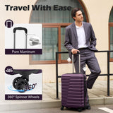 Coolife Medium Luggage Hardside Carry On with Spinner Wheels TSA Lock Telescopic Handle 24inch - Purple