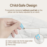 Coop Home Goods Original Toddler Adjustable Pillow, Soft, Breathable, 19" x 13" Washable Mini Bed Pillow for Kids with Premium Memory Foam and Zippered Cover, CertiPUR - US/GREENGUARD Gold