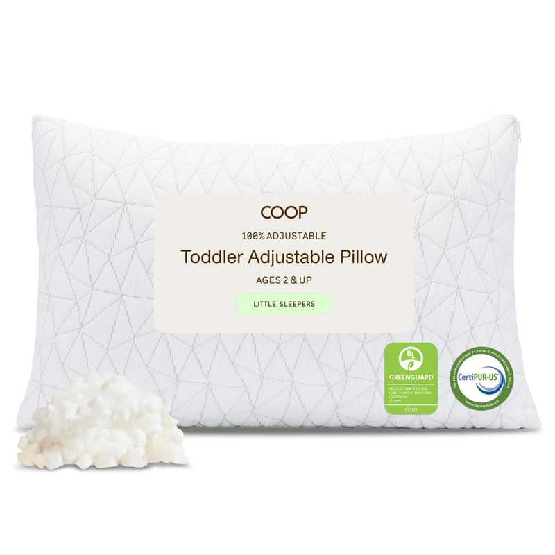 Coop Home Goods Original Toddler Adjustable Pillow, Soft, Breathable, 19" x 13" Washable Mini Bed Pillow for Kids with Premium Memory | Backpacks4Less