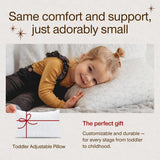 Coop Home Goods Original Toddler Adjustable Pillow, Soft, Breathable, 19" x 13" Washable Mini Bed Pillow for Kids with Premium Memory Foam and Zippered Cover, CertiPUR - US/GREENGUARD Gold