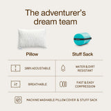 Coop Home Goods Original Travel and Camping Adjustable Pillow, Small Camping Pillow with Compressible Stuff Sack, Medium - Firm Memory Foam with Lulltra Washable Cover, CertiPUR - US Certified (19x13)