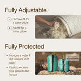 Coop Home Goods Original Travel and Camping Adjustable Pillow, Small Camping Pillow with Compressible Stuff Sack, Medium - Firm Memory Foam with Lulltra Washable Cover, CertiPUR - US Certified (19x13)
