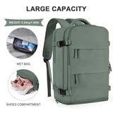 coowoz Large Travel Backpack For Women Men,Carry On Backpack Flight Approved,Hiking Backpack Waterproof Outdoor Rucksack Casual Daypack Fit 15.6 Inch Laptop Shoes Compartment,30L(Olive Green)