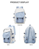coowoz School Bag Lightweight Casual Daypack College Laptop Backpack for Men Women Water Resistant Travel Rucksack for Sports High School Middle Bookbag for girls(Blue white)