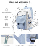 coowoz School Bag Lightweight Casual Daypack College Laptop Backpack for Men Women Water Resistant Travel Rucksack for Sports High School Middle Bookbag for girls(Blue white)