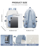 coowoz School Bag Lightweight Casual Daypack College Laptop Backpack for Men Women Water Resistant Travel Rucksack for Sports High School Middle Bookbag for girls(Blue white)