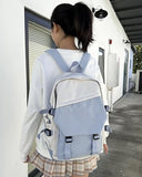 coowoz School Bag Lightweight Casual Daypack College Laptop Backpack for Men Women Water Resistant Travel Rucksack for Sports High School Middle Bookbag for girls(Blue white)