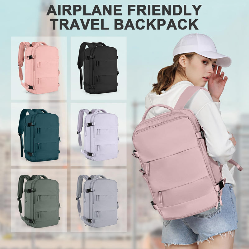 coowoz Travel Backpack For Women Men,Carry On Backpack,Hiking Backpack Waterproof Outdoor Sports Rucksack Casual Daypack travel essentials（Pink Purple）