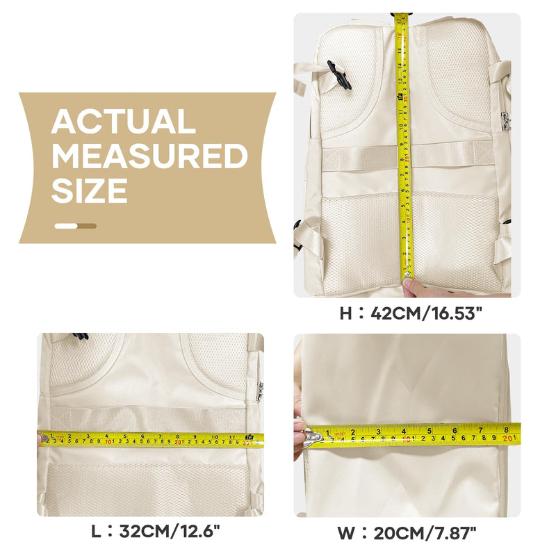 coowoz Travel Backpack For Women Men,Carry On Backpack,Hiking Backpacks Waterproof Outdoor Sports Rucksack Casual Daypack travel essentials（Off White）