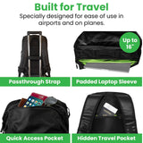 COR Surf Travel Backpack Carry On Backpack for Airplanes - Island Hopper 2.0 Travel Backpack with Clamshell Design - 28: Black with Black Zipper