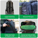 COR Surf Travel Backpack Carry On Backpack for Airplanes - Island Hopper 2.0 Travel Backpack with Clamshell Design - 28: Black with Black Zipper