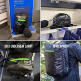 COR Surf Travel Backpack Carry On Backpack for Airplanes - Island Hopper 2.0 - Travel Backpack with Clamshell Design - Black with Green Zipper