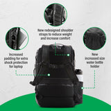 COR Surf Travel Backpack Carry On Backpack for Airplanes - Island Hopper 2.0 - Travel Backpack with Clamshell Design - Black with Green Zipper