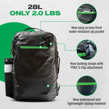 COR Surf Travel Backpack Carry On Backpack for Airplanes - Island Hopper 2.0 - Travel Backpack with Clamshell Design - Black with Green Zipper