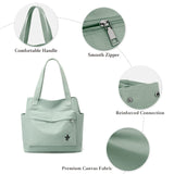 CORIOS Women Canvas Shoulder Bag - Casual Tote Purse with Multi - pockets, Top Handle & Clutch for Shopping, Work, Party, Travel, School & Daily Use - Green