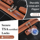 Cosbarn 5 Piece Luggage Sets with Spinner Wheels and TSA Lock, Unisex Hardside ABS Suitcase Set, Hardshell Lightweight Waterproof Travel Hard Case Luggage Set, Black