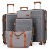 Cosbarn 5 Piece Luggage Sets with Spinner Wheels, Hardshell ABS Suitcase Set with Tsa Lock, Lightweight Hardside Waterproof Travel Suitcases for Men Women, Grey (20"/24"/28")