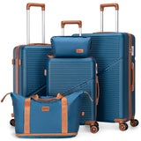 Cosbarn 5 Piece Luggage Sets with Spinner Wheels, Hardshell ABS Suitcase Set with Tsa Lock, Lightweight Hardside Waterproof Travel Suitcases for Men Women, Navy (20"/24"/28")