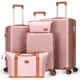 Cosbarn 5 Piece Luggage Sets with Spinner Wheels, Hardshell ABS Suitcase Set with Tsa Lock, Lightweight Hardside Waterproof Travel Suitcases for Men Women, RoseGold (20"/24"/28")