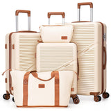 Cosbarn 5 Piece Luggage Sets with Spinner Wheels, Hardshell ABS Suitcase Set with Tsa Lock, Lightweight Hardside Waterproof Travel Suitcases for Men Women, White (20"/24"/28")