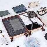 Cosbarn 5 Piece Luggage Sets with Spinner Wheels, Hardshell ABS Suitcase Set with Tsa Lock, Lightweight Hardside Waterproof Travel Suitcases for Men Women, White (20"/24"/28")