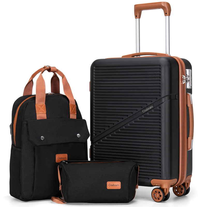 Cosbarn Carry On Luggage 22x14x9 Airline Approved, 21 Inch Carry on Suitcases with Wheels, ABS Lightweight Carry - on Luggage, Travel Suitcase Set with Wheels and TSA Lock